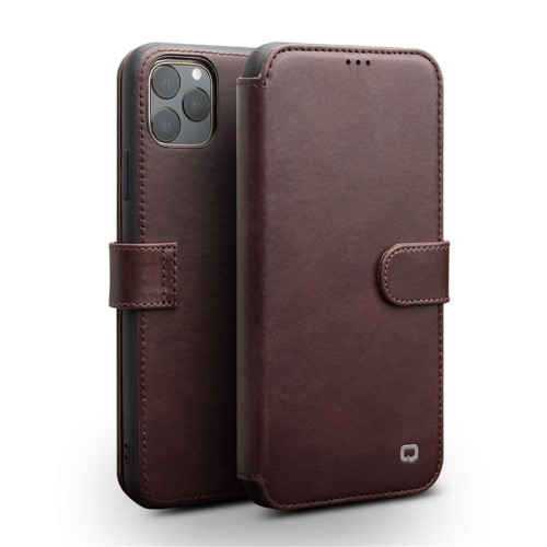 Skórzane Etui Pokrowiec QIALINO do iPhone 11 Pro czekoladowy