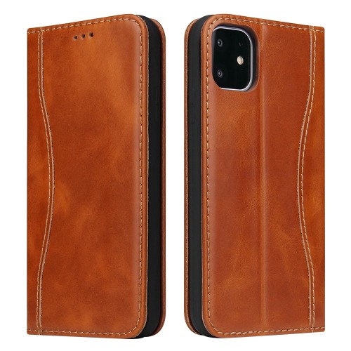 Skórzane Etui Pokrowiec Fierre Shann do iPhone 11 Pro brązowy