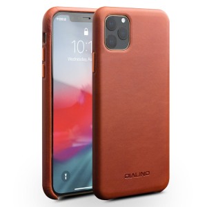 Skórzane Etui Plecki Obudowa QIALINO iPhone 11 Pro Max brązowe