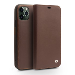 Matowe Skórzane Etui Pokrowiec QIALINO do iPhone 11 Pro brązowe
