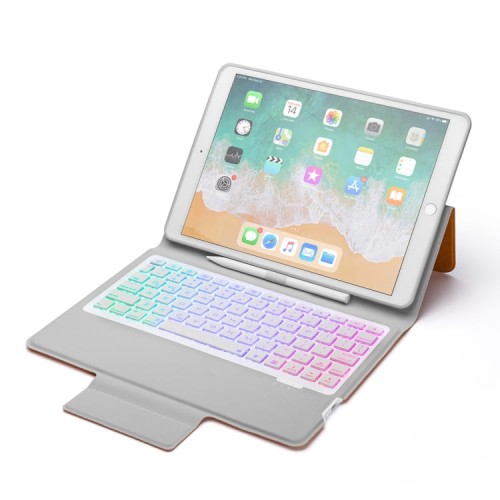 Podświetlana Klawiatura Etui do iPad 7 10.2 2019 pomarańczowa