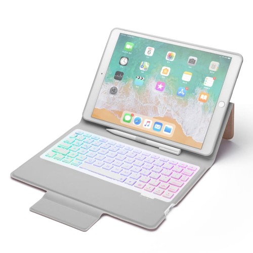 Podświetlana Klawiatura Etui do iPad 7 10.2 2019 złoty róż