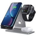 Aluminiowy Stojak Ładowarka Bezprzewodowa do Apple Watch iPhone AirPods szara