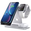 Aluminiowy Stojak Ładowarka Bezprzewodowa do Apple Watch iPhone AirPods Pro srebrny