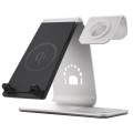 Aluminiowy Stojak Ładowarka Bezprzewodowa do Apple Watch iPhone AirPods Pro srebrny