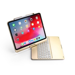 Obrotowa Podświetlana Klawiatura Bluetooth do iPad Pro 12.9 2018 złota