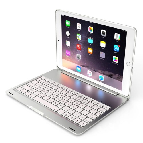 Mocne Etui Obudowa Podświetlana Klawiatura do iPad 7 10.2 2019 srebrna