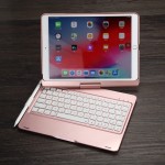 Obrotowe Etui Podświetlana Klawiatura do iPad 10.2 złoty róż