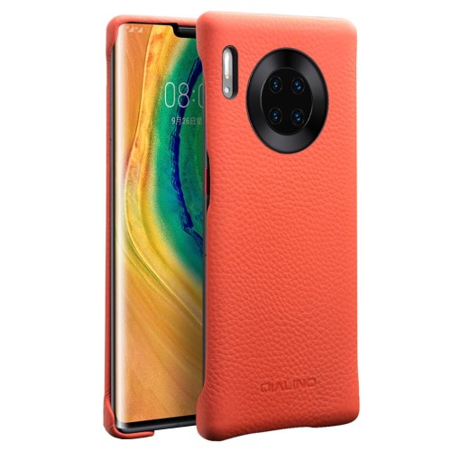 Skórzane Etui Plecki QIALINO do Huawei Mate 30 Pro pomarańczowe
