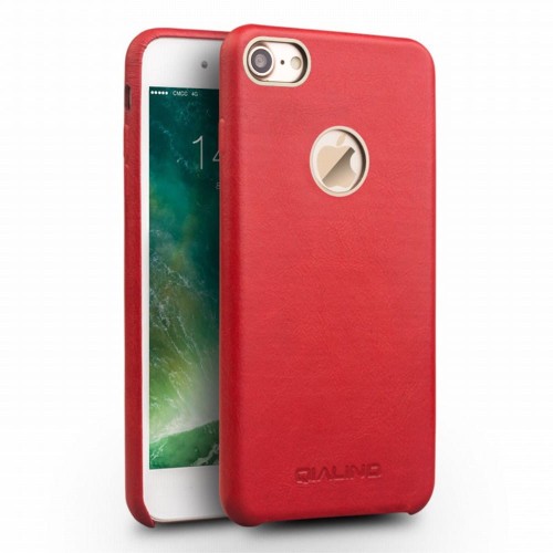 Skórzane Etui Plecki Obudowa QIALINO iPhone 7/8 czerwone