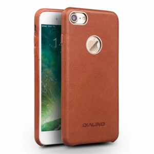 Skórzane Etui Plecki Obudowa QIALINO iPhone 7/8 brązowy jasny