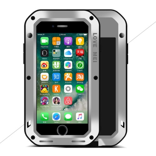 Metalowe Pancerne Etui LOVE MEI iPhone SE 2020 srebrne