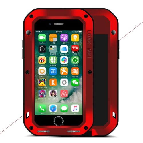 Metalowe Pancerne Etui LOVE MEI iPhone SE 2020 czerwone