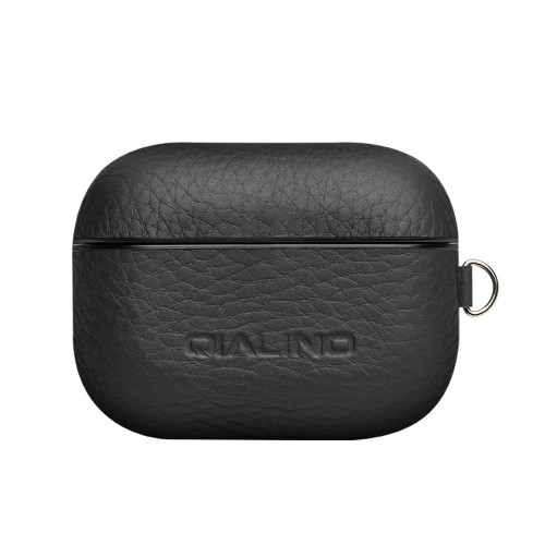 Piękne Skórzane Etui QIALINO do AirPods Pro czarne