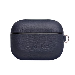 Piękne Skórzane Etui QIALINO do AirPods Pro granatowe