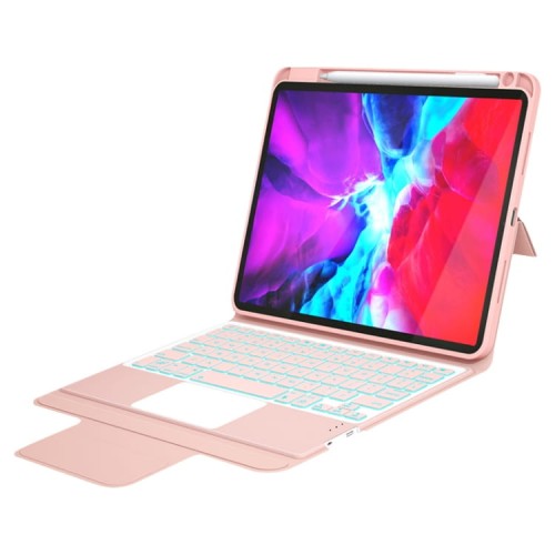 Podświetlana Klawiatura Bezprzewodowa Gładzik do iPad 10.2 różowa