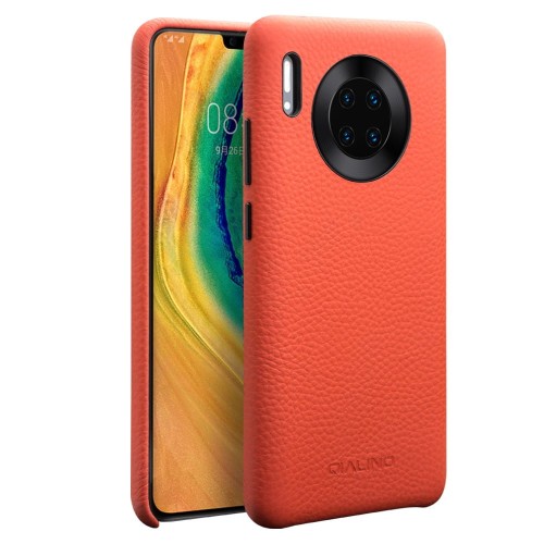Skórzane Etui Plecki QIALINO do Huawei Mate 30 pomarańczowe