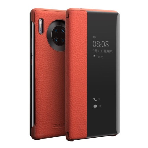 Skórzane Etui Smart Cover QIALINO Huawei Mate 30 Pro pomarańczowe