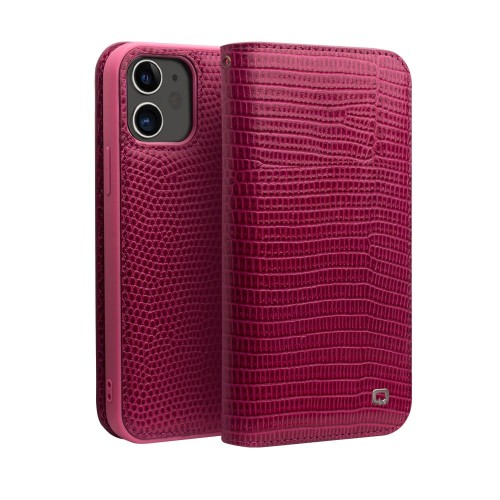QIALINO Skórzane Etui Pokrowiec iPhone 12 Mini różowe