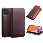 Skórzane Etui Pokrowiec QIALINO do iPhone 12 Mini brązowe