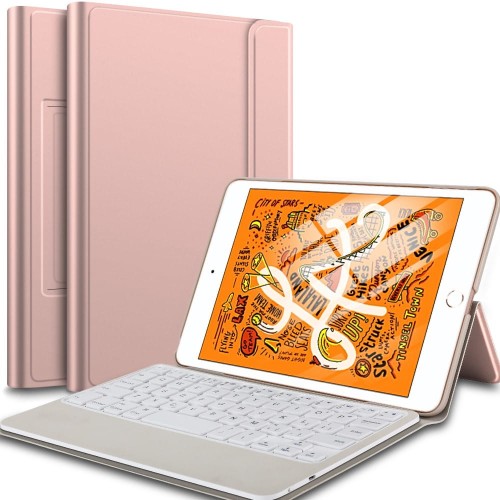 Pokrowiec Etui z Klawiaturą do iPad Mini 5 złoty róż