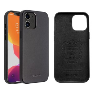 Skórzane Etui Plecki Obudowa QIALINO iPhone 12 / 12 Pro czarne