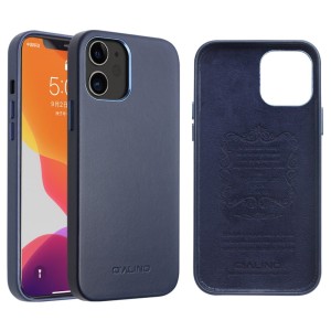 Skórzane Etui Plecki Obudowa QIALINO iPhone 12 / 12 Pro niebieskie
