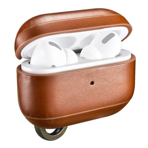 iCarer Piękne Skórzane Etui do AirPods Pro brązowe