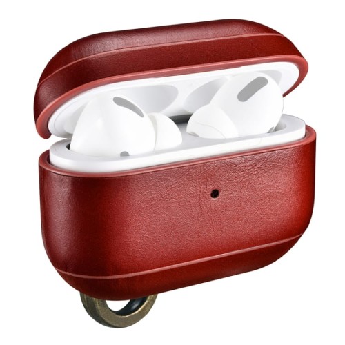 iCarer Piękne Skórzane Etui do AirPods Pro czerwone