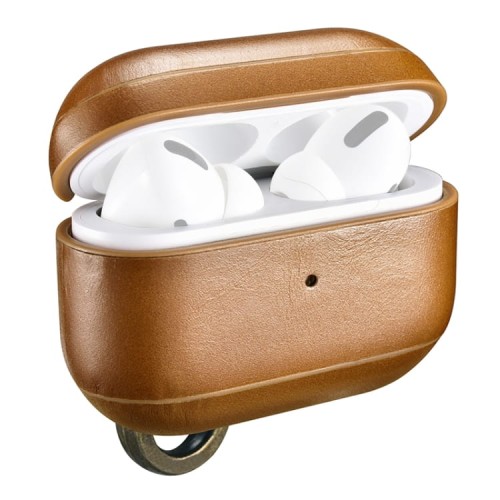 iCarer Piękne Skórzane Etui do AirPods Pro khaki