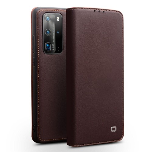Skórzane Etui QIALINO do Huawei P40 Pro brązowe