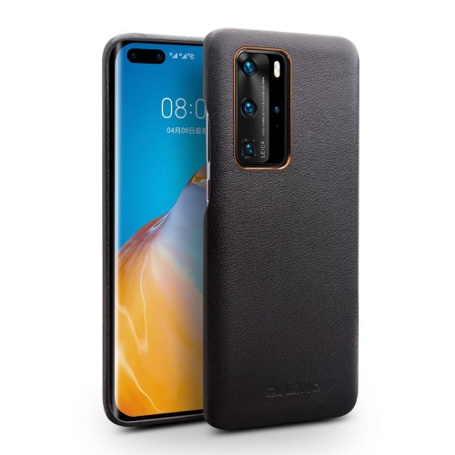 Skórzane Etui Plecki QIALINO do Huawei P40 Pro czarne