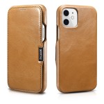 ICARER Skórzane Etui Pokrowiec  iPhone 12 Mini brązowe jasne