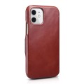 ICARER Skórzane Etui Pokrowiec iPhone 12 Mini czerwone