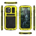 R-JUST Pancerne Etui Metal Szkło do iPhone 12 Mini żółte