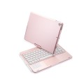 Podświetlana Obrotowa Klawiatura TouchPad iPad 10.2 7/8 złoty róż