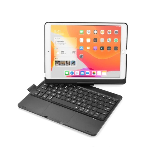 Podświetlana Obrotowa Klawiatura TouchPad do iPad 10.2 7/8 czarna