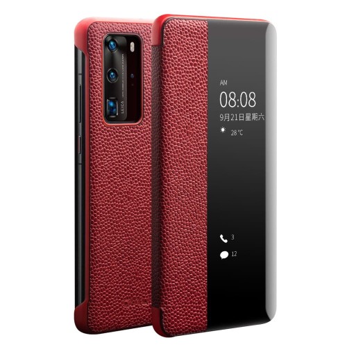 Skórzany Pokrowiec Smart Cover QIALINO do Huawei P40 Pro czerwone