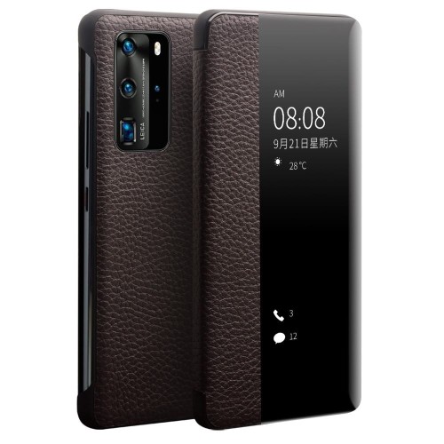 QIALINO Skórzany Pokrowiec Etui do Huawei P40 Pro brązowy