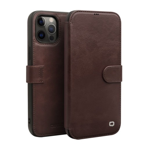 QIALINO Biznesowe Skórzane Etui Pokrowiec iPhone 12 Pro Max czekoladowe