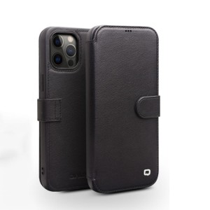 QIALINO Biznesowe Skórzane Etui  Pokrowiec iPhone 12 Pro Max czarne