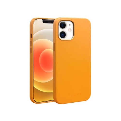 QIALINO MagSafe Skórzane Etui iPhone 12 / iPhone 12 Pro żółte