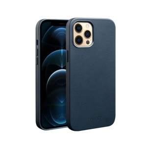 QIALINO MagSafe Skórzane Etui do iPhone 12 Pro Max granatowe
