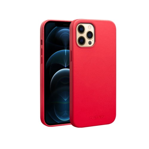 QIALINO MagSafe Skórzane Etui do iPhone 12 Pro Max czerwone