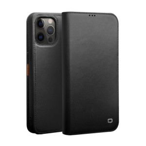Skórzane Etui Pokrowiec QIALINO do iPhone 12  / iPhone 12 Pro czarne