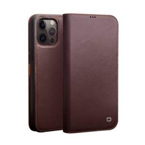 Skórzane Etui Pokrowiec QIALINO do iPhone 12 Pro Max brązowe