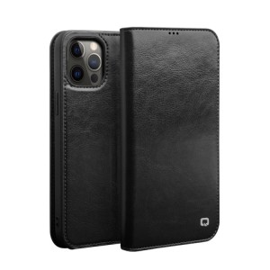 QIALINO Eleganckie Skórzane Etui Pokrowiec do iPhone 12/ iPhone 12 Pro czarne