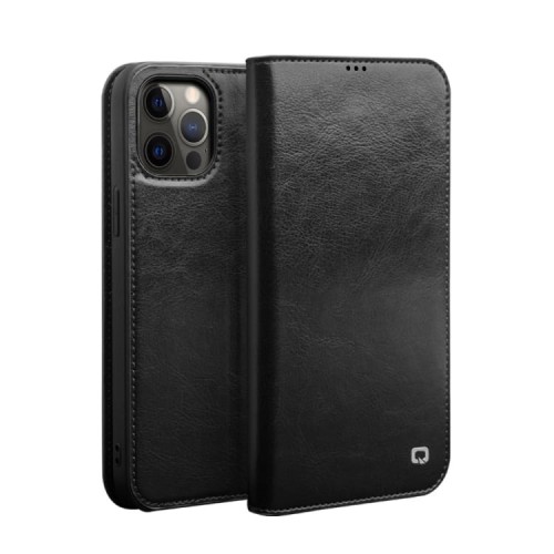 QIALINO Eleganckie Skórzane Etui Pokrowiec do iPhone 12/ iPhone 12 Pro czarne