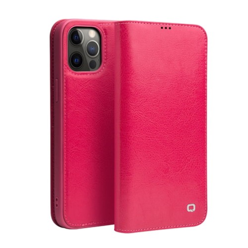 QIALINO Eleganckie Skórzane Etui Pokrowiec do iPhone 12 Pro Max różowe