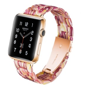 Piękna Bransoleta Żywica Stal Nierdzewna do Apple Watch 42mm/44mm czerwona 